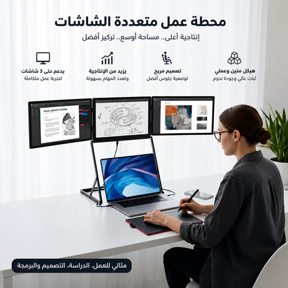 شاشة ثلاثية محمولة للابتوب 15.6 بوصة – توافق واسع مع أجهزة اللابتوب